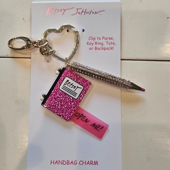 🔹️Betsey Johnson🔹️ pencil and composition book bag charm key chain - Picture 1 of 4